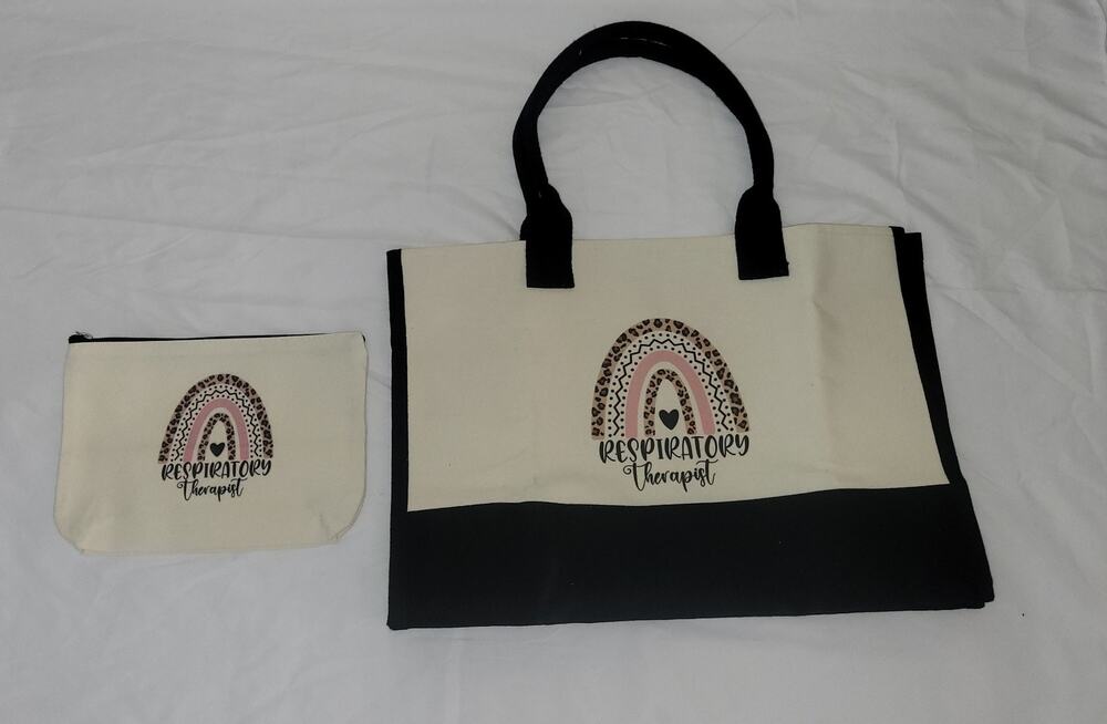 Respiratory Therapist Tote Bag & Makeup Pouch 2 Piece Set RT Gift NWOT